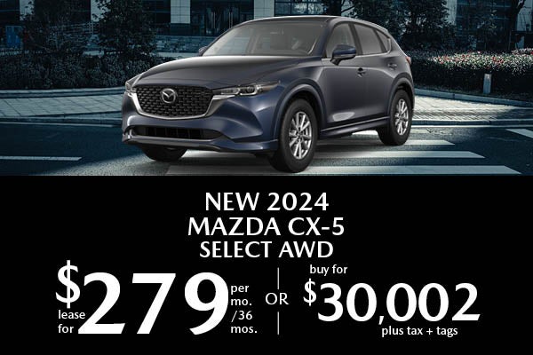 New 2024 Mazda CX-5 Select AWD.