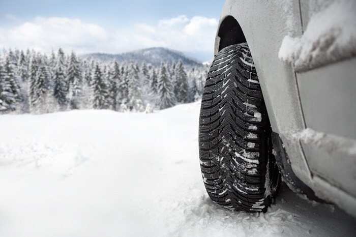Winter tire in the snow